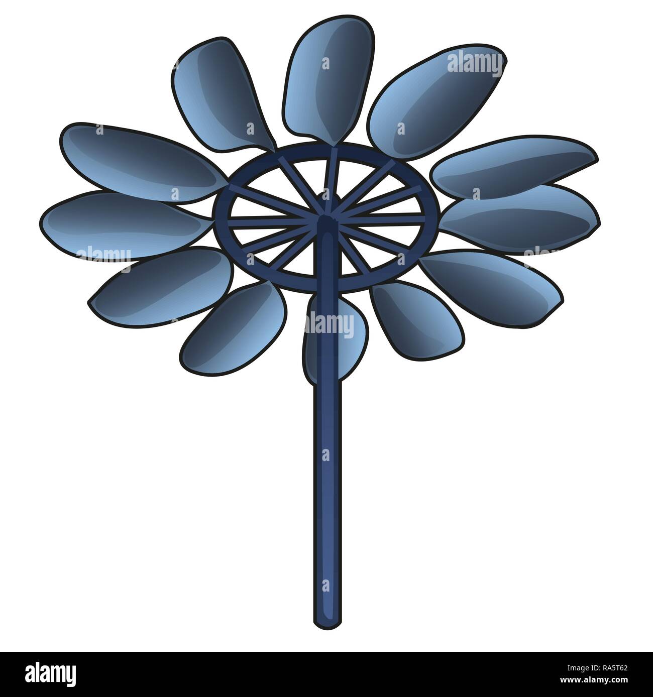 Usine éolienne éoliennes ou production d'énergie durable isolé sur fond blanc. Cartoon Vector illustration close-up. Illustration de Vecteur