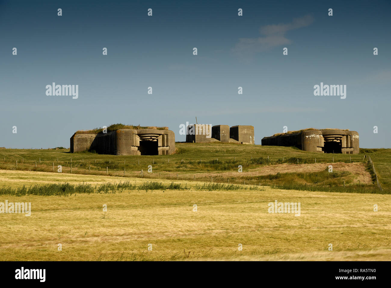 La défense allemande WWII partie bunkers du mur de l'Atlantique à Waringzelle, Nord Pas de Calais, France Banque D'Images