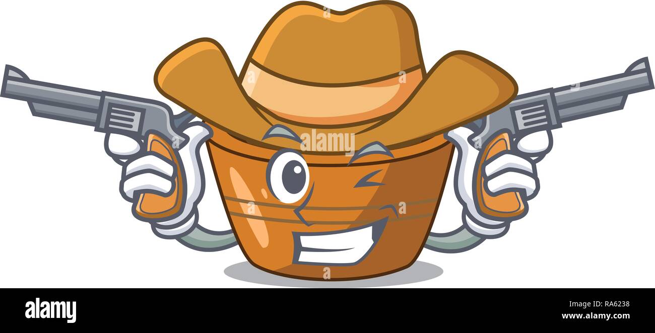 Gulab jamun cowboy dans un bol de dessin animé Illustration de Vecteur