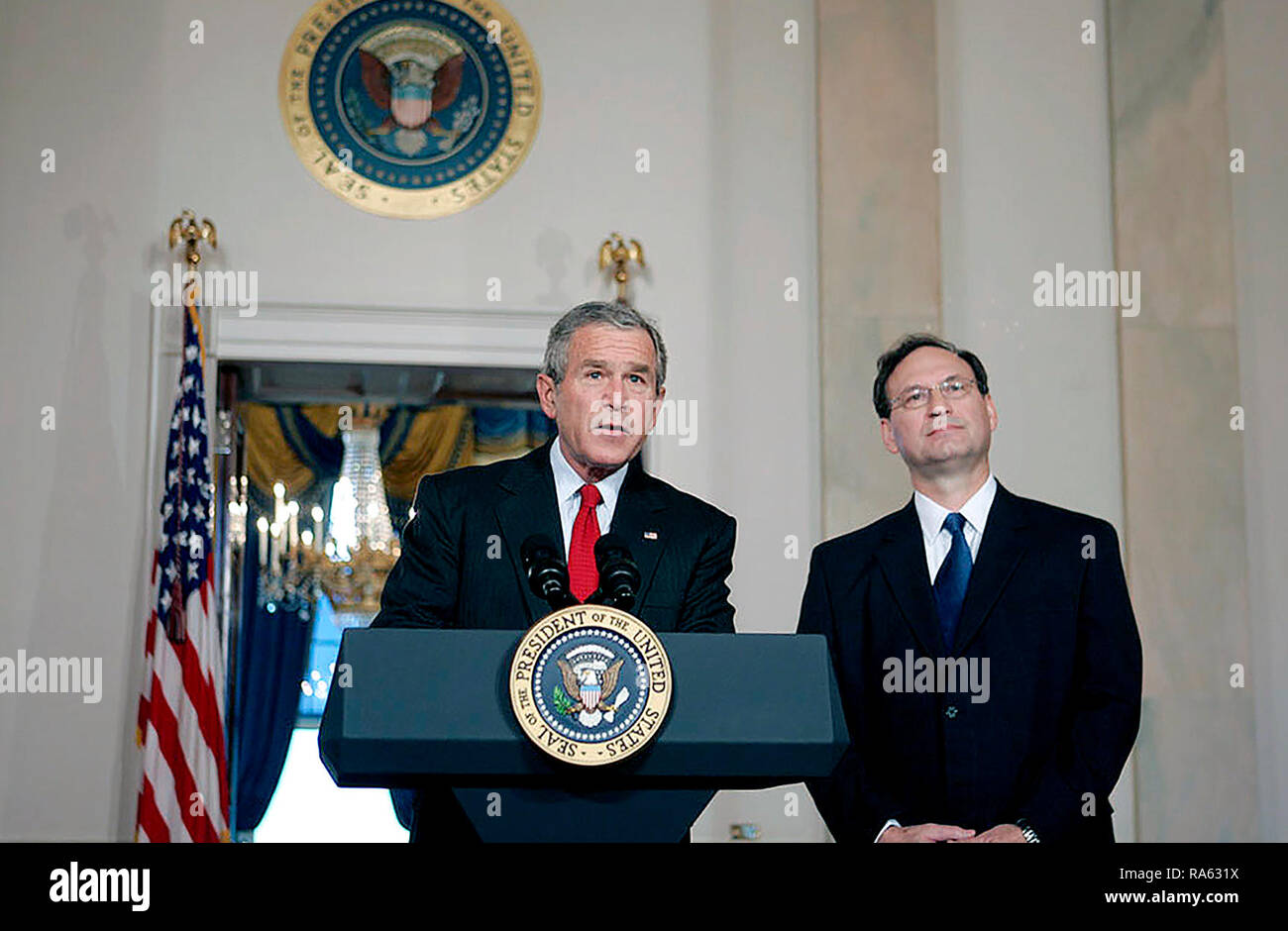 Annonce du juge Samuel A. Alito JR., comme la Cour suprême prête-nom. Banque D'Images