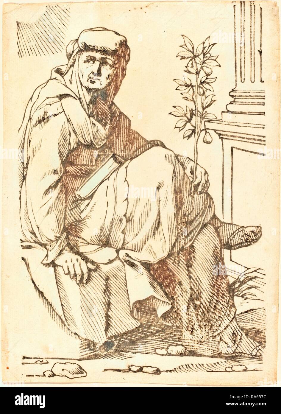 Jacques Stella, français (1596-1657), Sibylla Hellespontina, 1625, gravure sur bois. Repensé par Gibon. L'art classique avec un repensé Banque D'Images