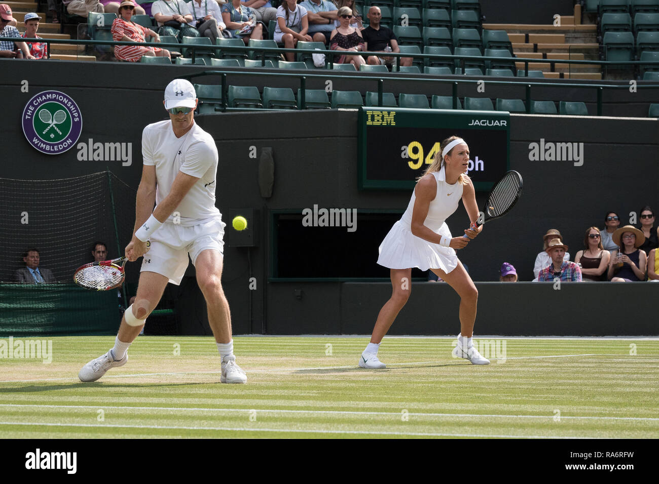 12 juillet 2018. Les Championnats de tennis de Wimbledon 2018 tenue à l'All England Lawn Tennis et croquet Club, Londres, Angleterre, Royaume-Uni. Double mixte - Q Banque D'Images