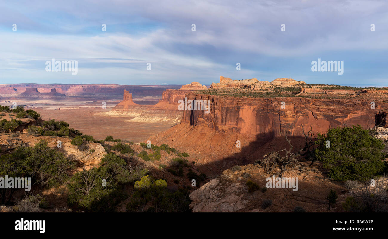 Canyonlands National Park situé dans le centre-sud de l'Utah avec une vue sur la Tour de chandelier. La Green River est situé à l'intérieur de ce vaste canyon. Banque D'Images