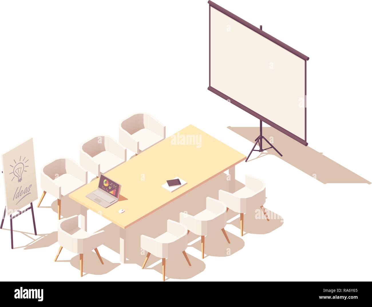 Bureau isométrique vecteur intérieur salle de réunion Illustration de Vecteur