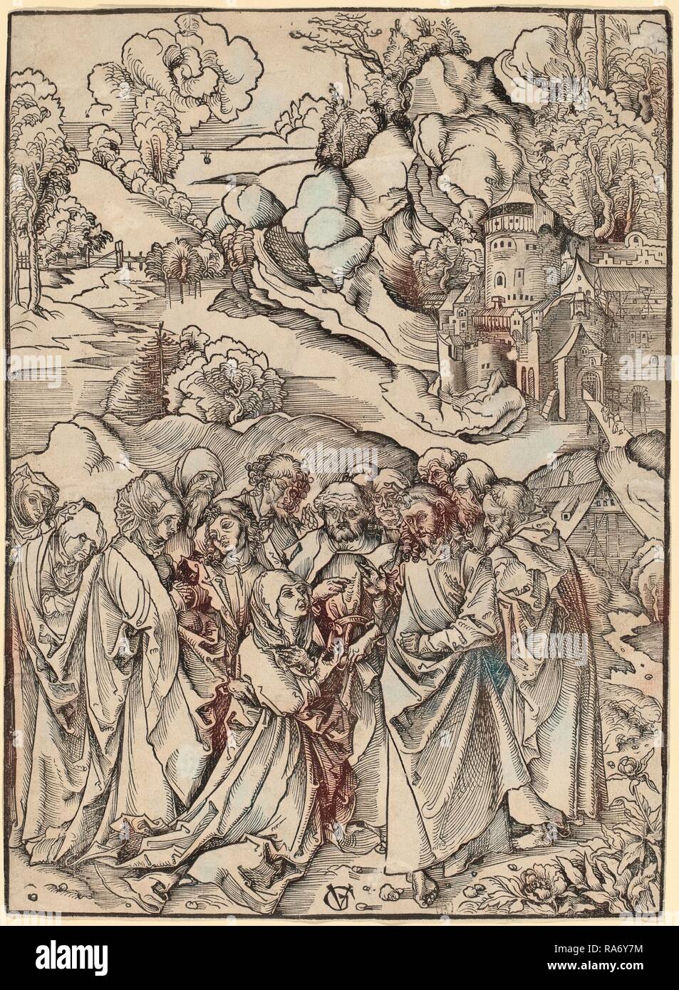 Urs Graf J, Christ et les apôtres et les saintes femmes, Swiss, c. 1485 - 1527-1529, gravure sur bois. Repensé Banque D'Images