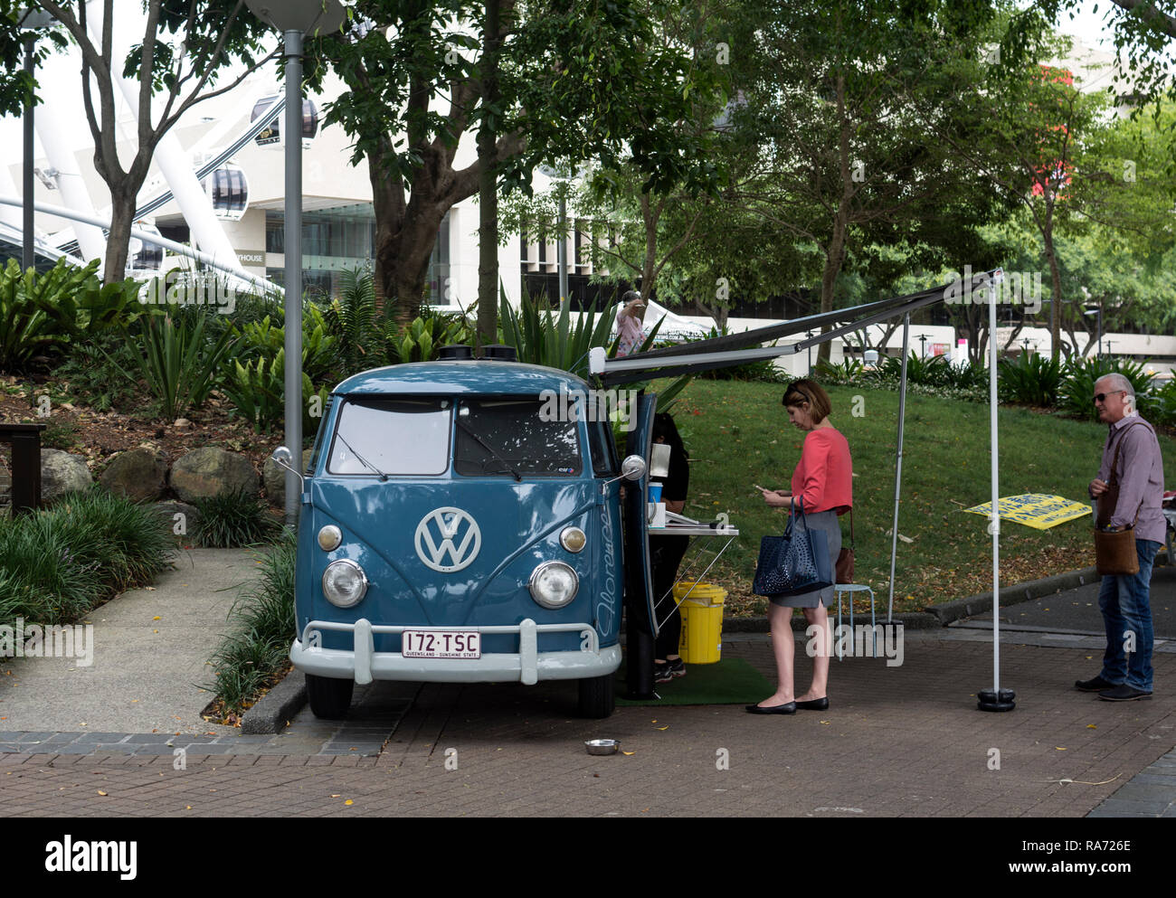 Campervan VW cafe, South Bank, Brisbane, Queensland, Australie Banque D'Images