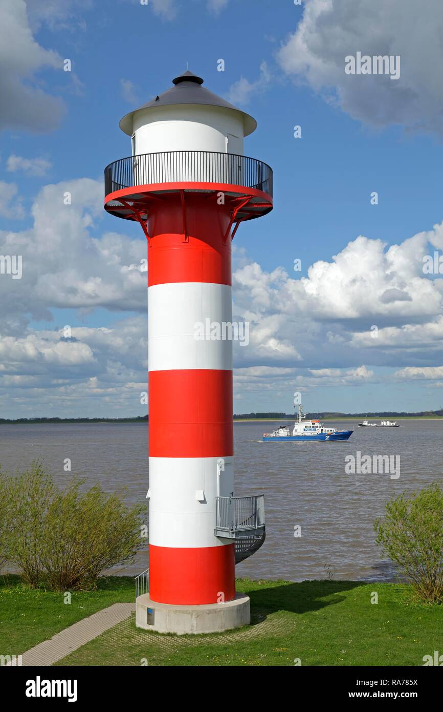 Le phare sur l'Elbe, Lühe, région de l'Altes Land, Virginia, United States Banque D'Images