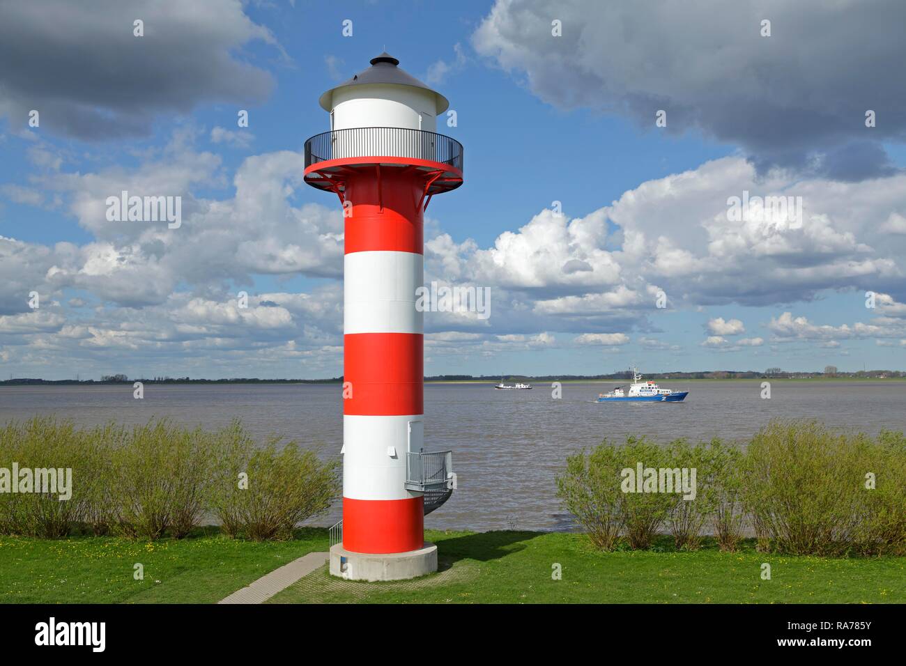 Le phare sur l'Elbe, Lühe, région de l'Altes Land, Virginia, United States Banque D'Images