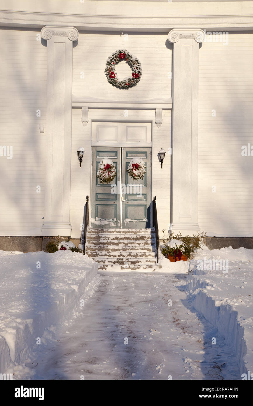 Décorations de Noël dans le pays rural ville de Barre, MA Banque D'Images