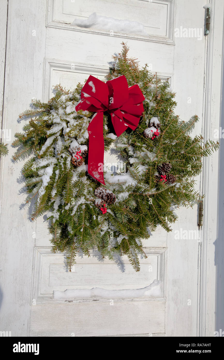 Décorations de Noël dans le pays rural ville de Barre, MA Banque D'Images