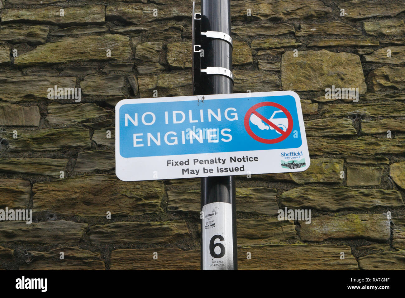 Pas de moteurs au ralenti à l'extérieur de l'école signe à Sheffield UK Banque D'Images