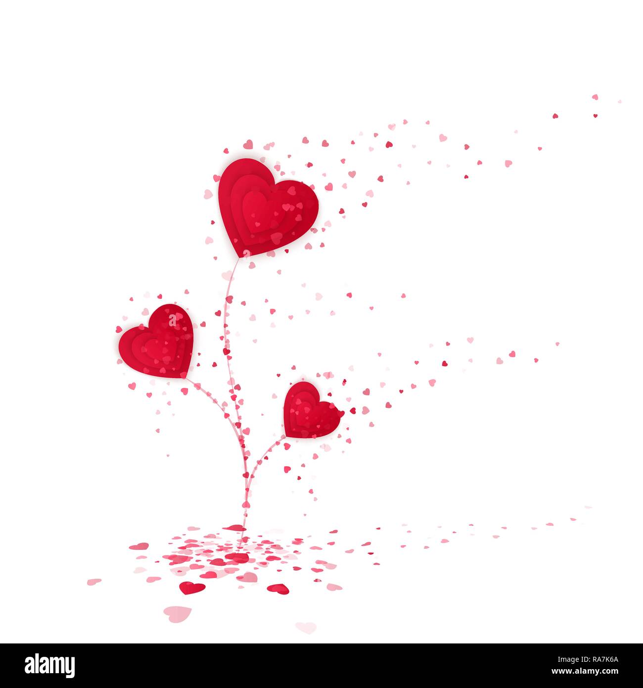 Fleur coeur rouge symbole d'amour. Fleur mignon de coeurs rouges. Valentines Day ou Journée de la femme carte de vœux. Maison de vacances élément décoratif. Vector illustrat Illustration de Vecteur