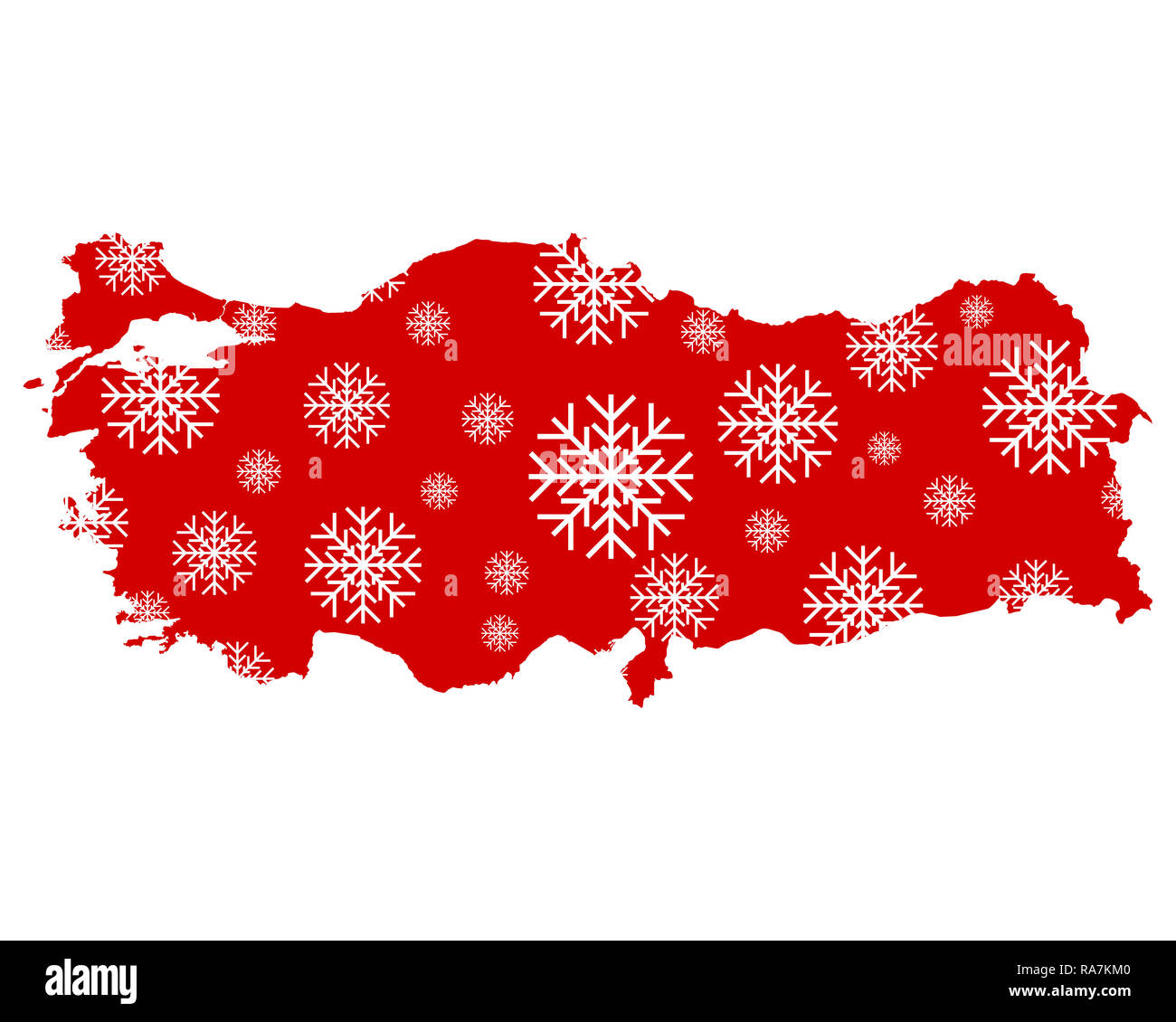 Carte de la Turquie avec des flocons Banque D'Images