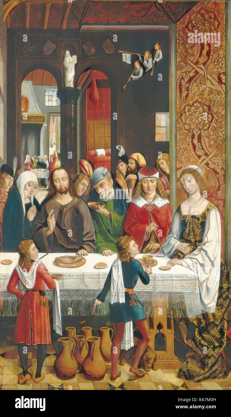 Maître des Rois Catholiques, le mariage à Cana, Espagnol, active c. 1485-1500, ch. 1495-1497, huile sur panneau repensé Banque D'Images