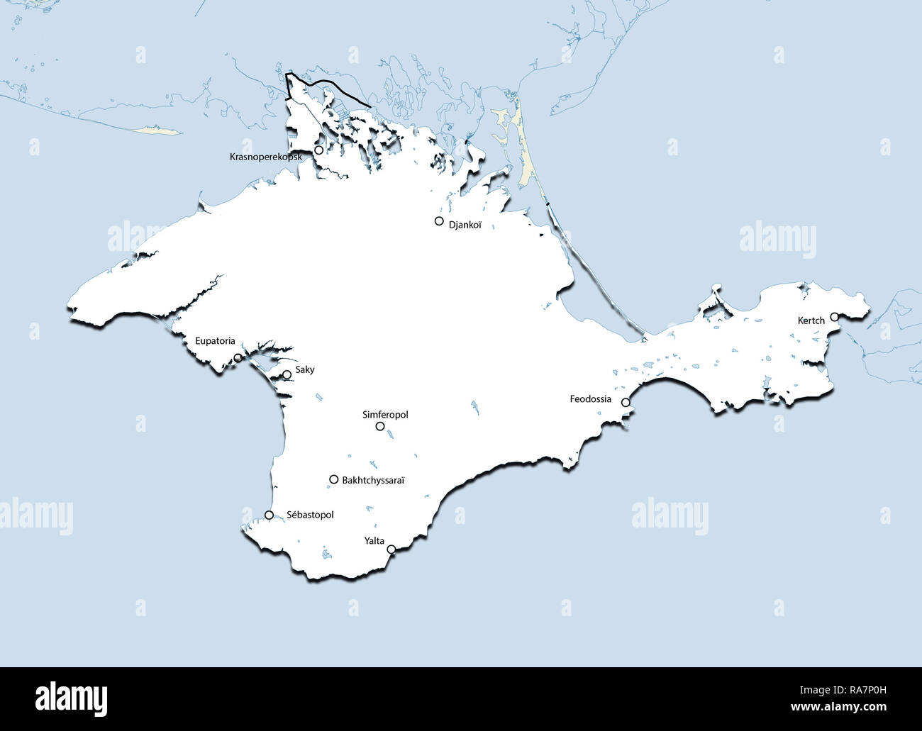 La carte de la Crimée. Le rendu 3D de Crimée carte. Le symbole national ...
