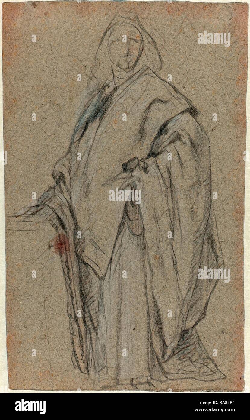 Alessandro Longhi ou Pietro Longhi (Italien, 1733 - 1813), Portrait d'un procureur, craie noire rehaussée de repensé Banque D'Images