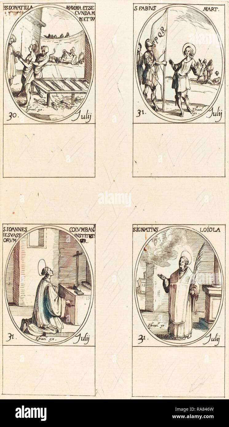 Jacques Callot (Français, 1592 - 1635), STS. Maxima, Donatilla & Secunda, Fabius, Saint Jean Colombini, St Ignace repensé Banque D'Images