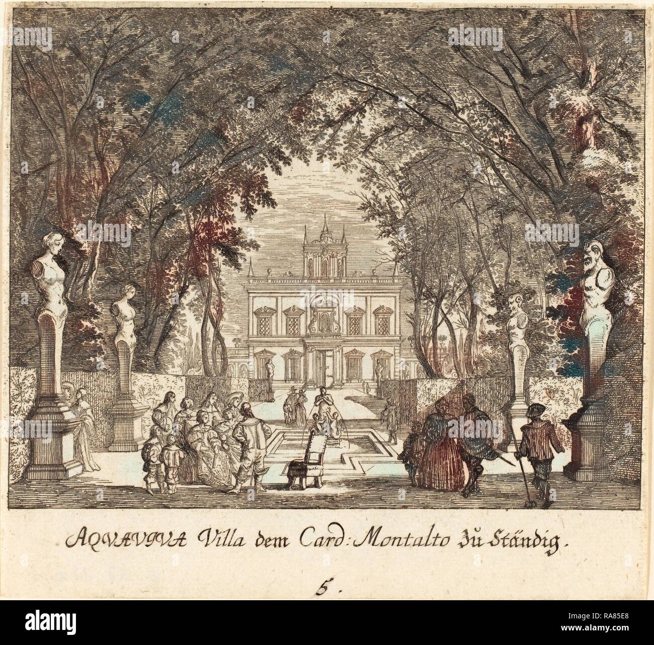 Melchior Küsel D'après Johann Wilhelm Baur (Allemand, 1626 - 1683), Villa Aquaviva, 1681, eau-forte. Repensé Banque D'Images