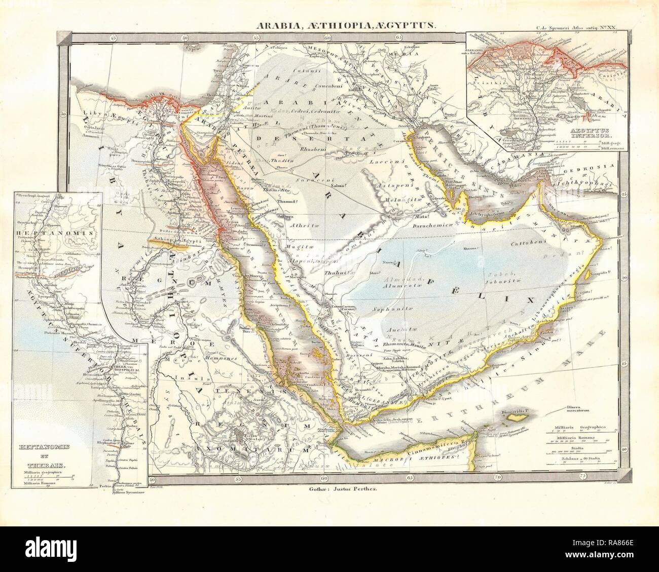 1855 Spruneri, Carte de France, l'Égypte et l'Éthiopie ou l'Abyssinie. Repensé par Gibon. L'art classique avec une touche moderne repensé Banque D'Images