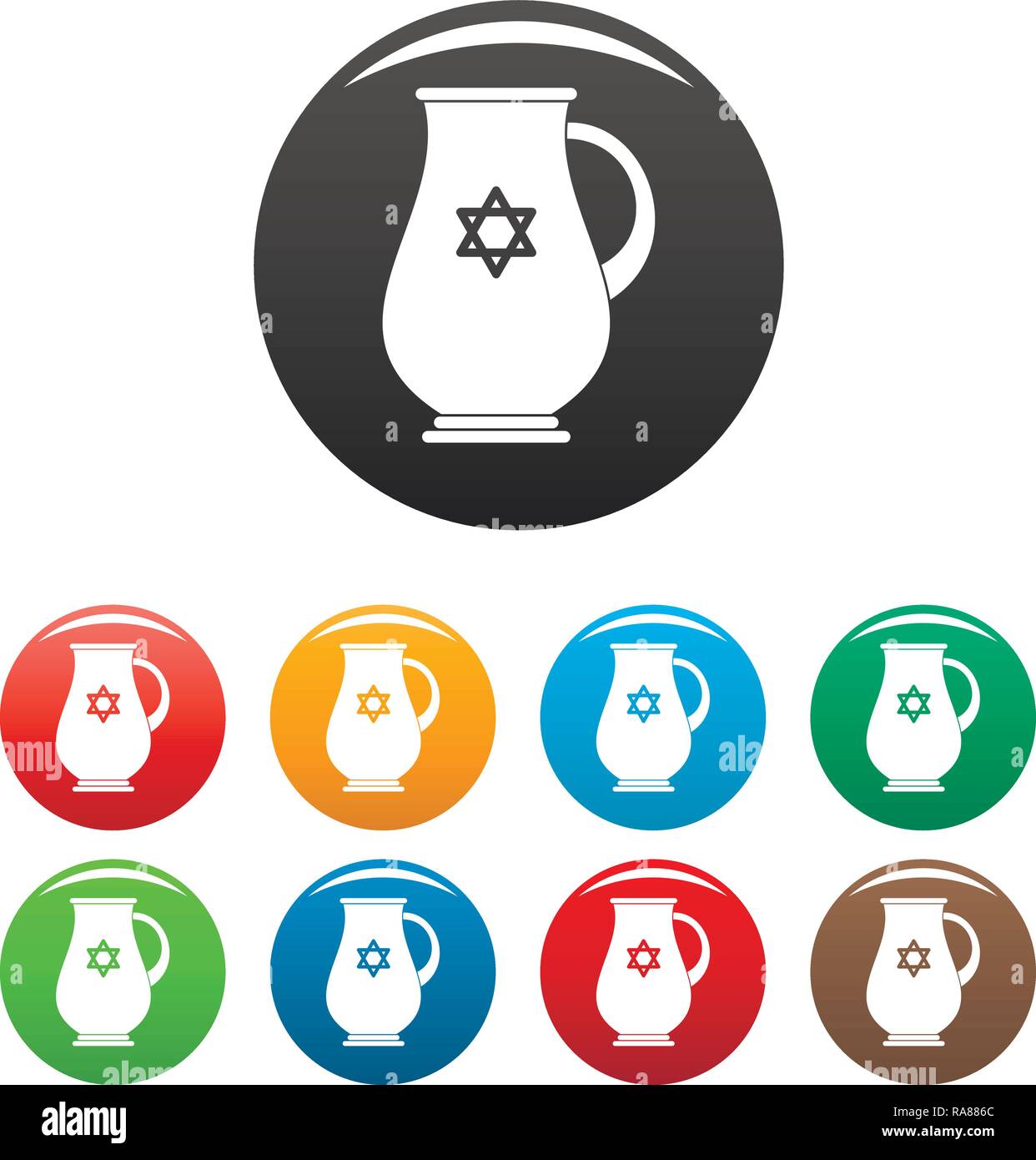Verseuse juif icons set 9 vecteur de couleur isolé sur blanc pour toute conception Illustration de Vecteur