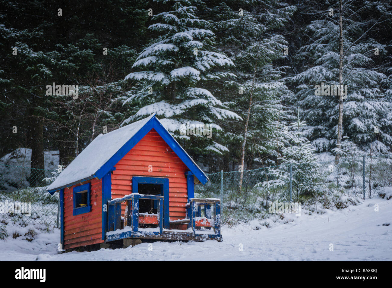 Childs play-hut, mont Floyen, Bergen, Norvège. Banque D'Images