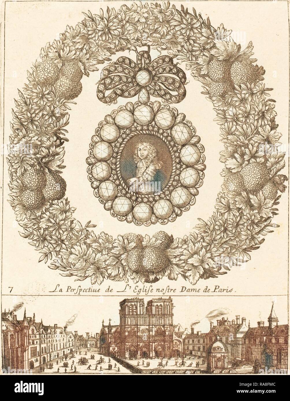 François Le Febvre (Français, 1635-1657), active la perspective de l'englise Nostre Dame de Paris, probablement 1665 repensé Banque D'Images