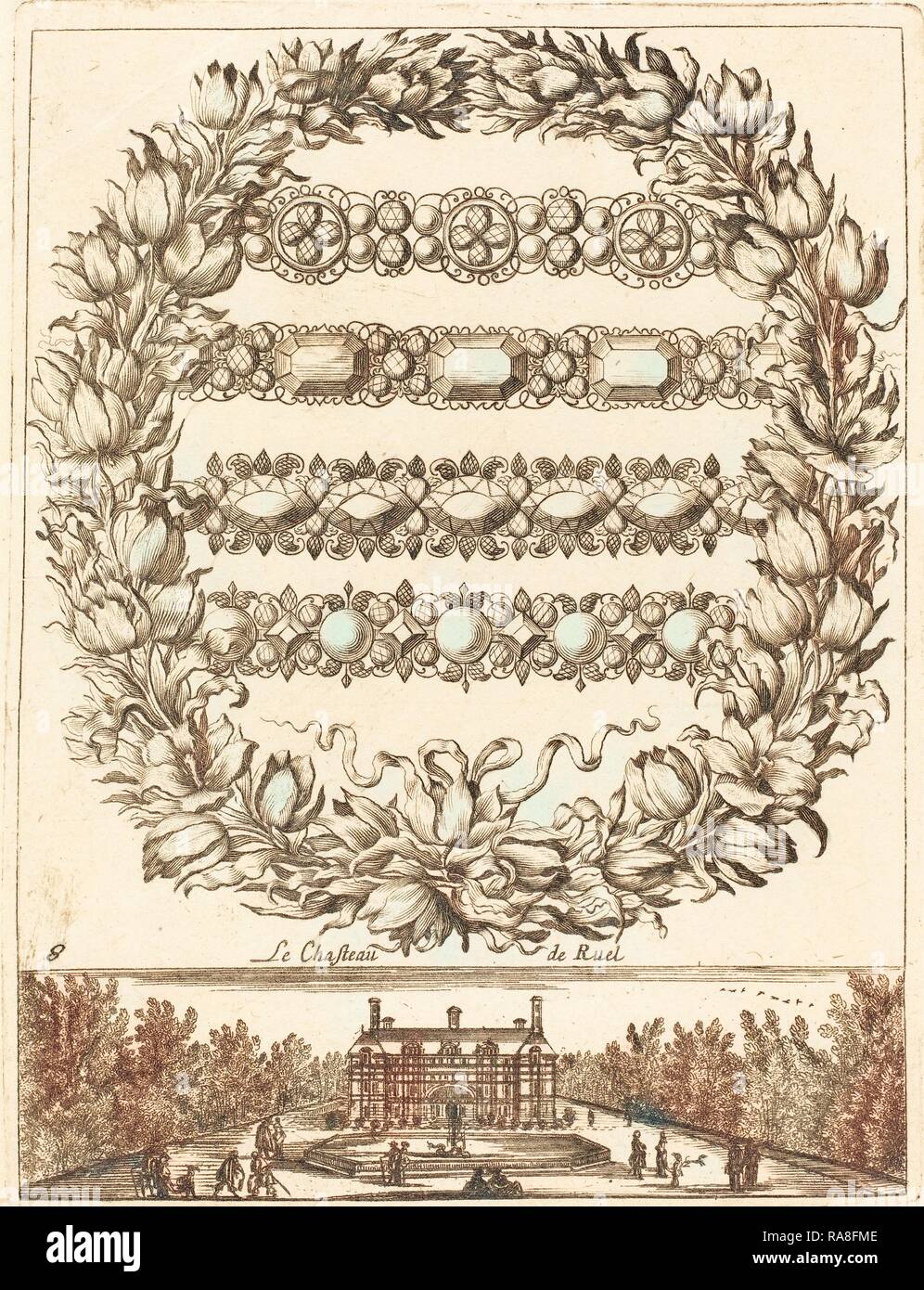 François Le Febvre (Français, 1635-1657), active Le chasteau de Ruel, probablement 1665, gravure. Repensé Banque D'Images