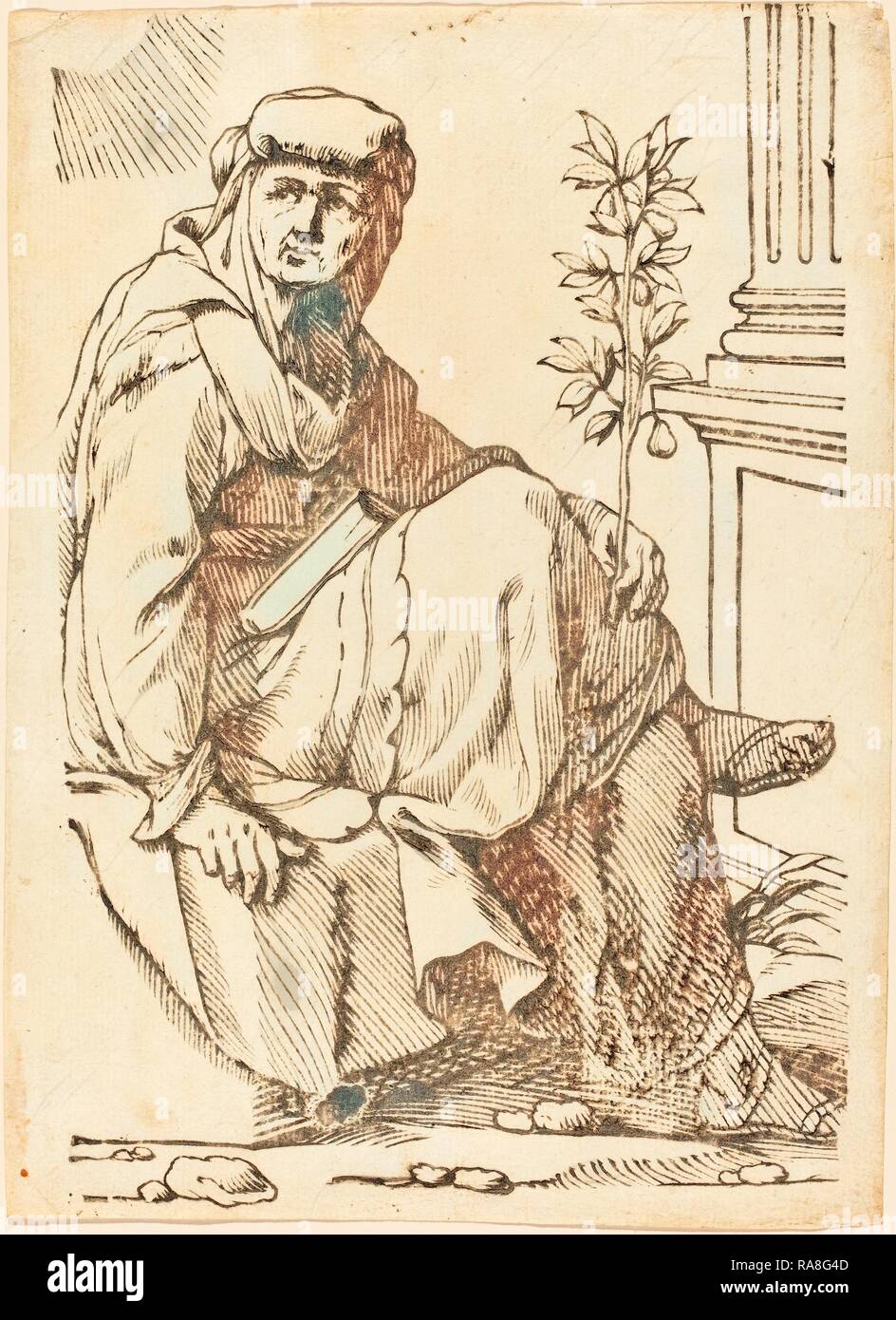 Jacques Stella (Français, 1596 - 1657), Sibylla Hellespontina, 1625, gravure sur bois. Repensé par Gibon. L'art classique avec un repensé Banque D'Images