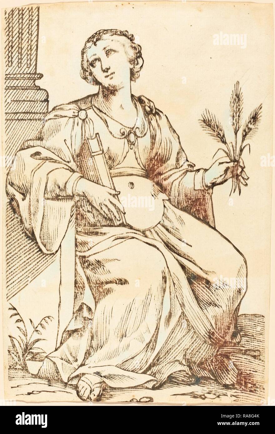 Jacques Stella (Français, 1596 - 1657), Sibylla Samia, 1625, gravure sur bois. Repensé par Gibon. L'art classique avec un style moderne repensé Banque D'Images