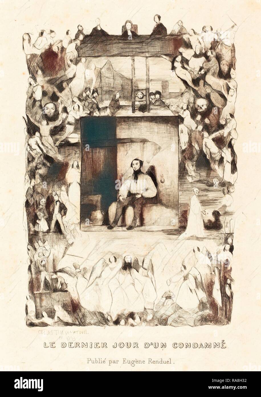 Célestin Nanteuil (Français, 1813 - 1873), le dernier jour d'un condamne, 1833, eau-forte. Repensé par Gibon. Classic repensé Banque D'Images