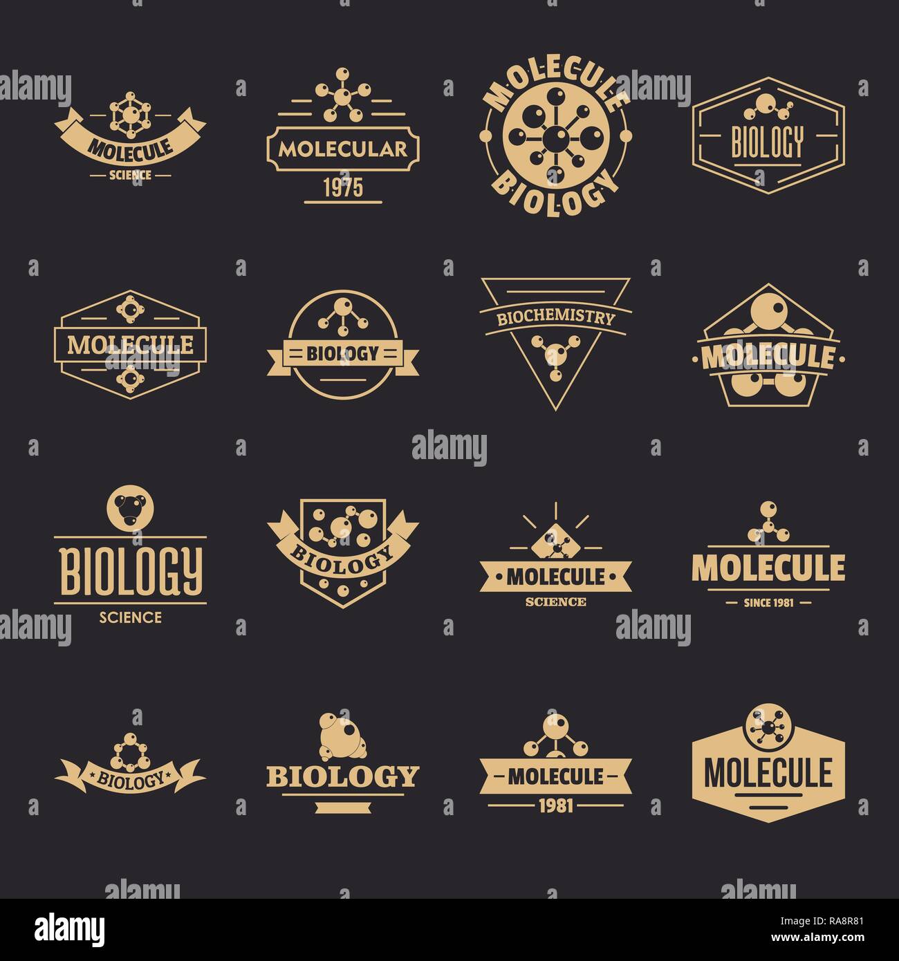 Logo icons set, molécule simple style Illustration de Vecteur