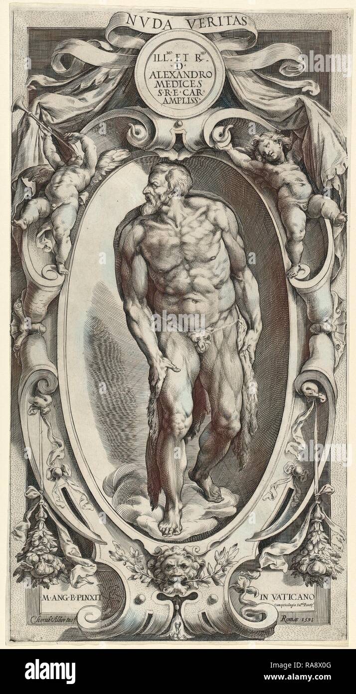 Cherubino Alberti après Michel-ange, Saint Jean le Baptiste, Italien, 1553 - 1615, 1591, eau-forte. Repensé Banque D'Images