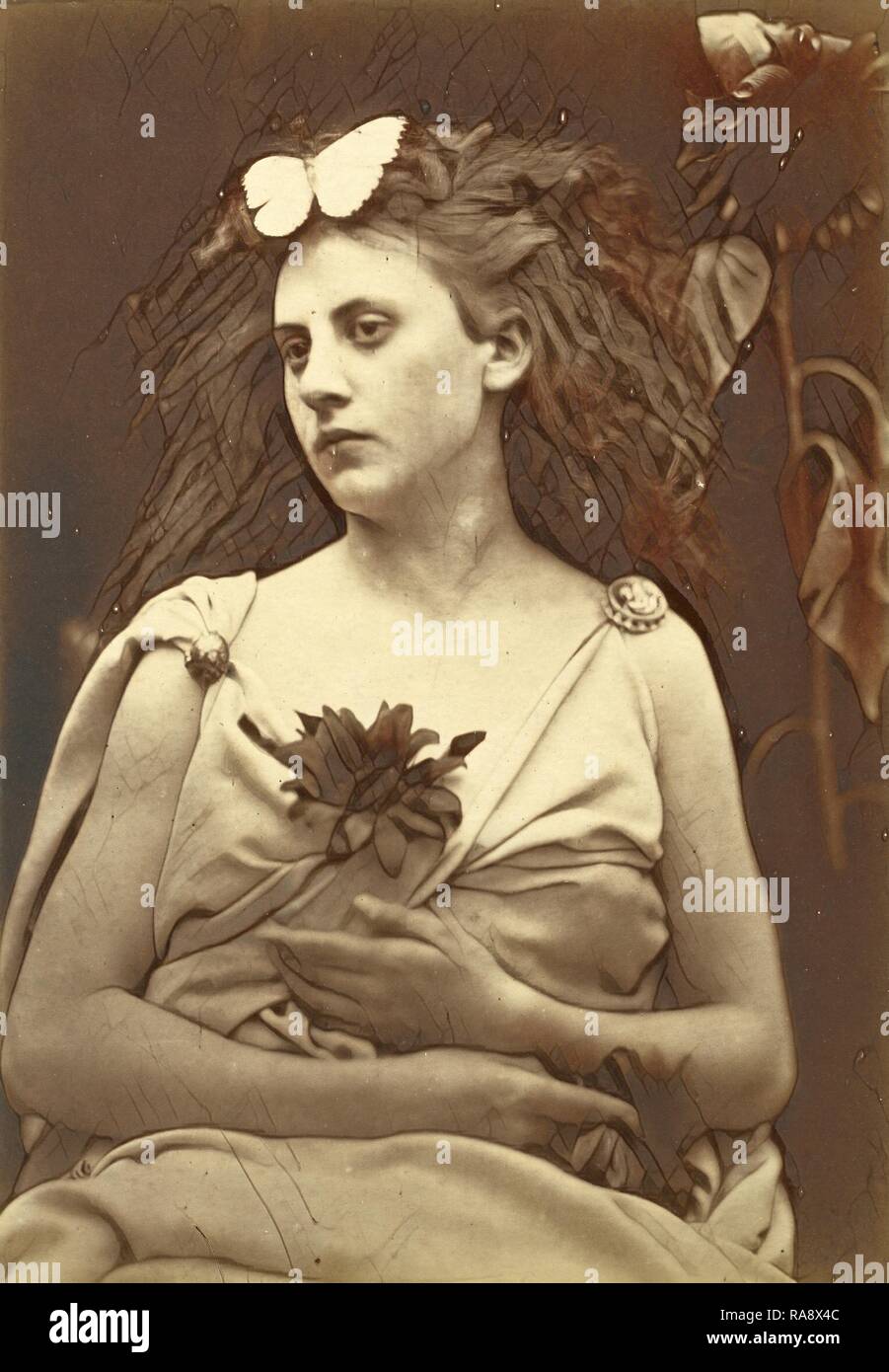 Julia Margaret Cameron (Grande-Bretagne, 1815 - 1879), le tournesol, 1866-1870, à l'albumine. Repensé par Gibon. Classic repensé Banque D'Images