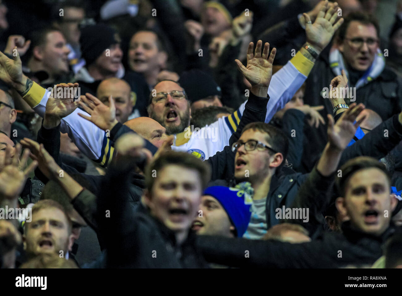 1er janvier 2019, la masse de la ville, Nottingham, Angleterre ; Sky Bet Championship, Nottingham Forest contre Leeds Leeds ; fans Crédit : Craig Milner/News Images images Ligue de football anglais sont soumis à licence DataCo Banque D'Images