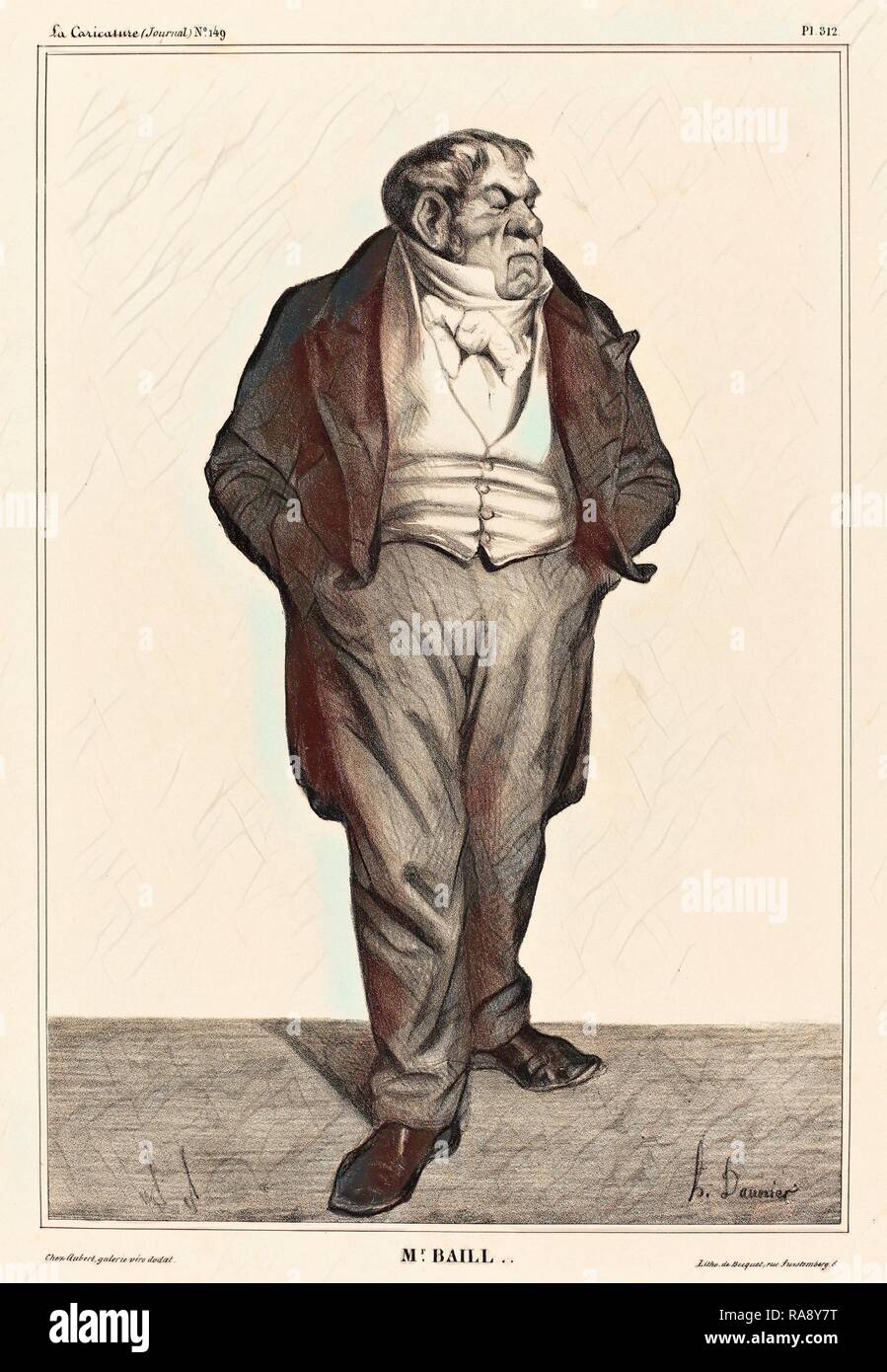 Honoré Daumier (Français, 1808 - 1879), Baillot, 1833, lithographie. Repensé par Gibon. L'art classique avec une touche moderne repensé Banque D'Images
