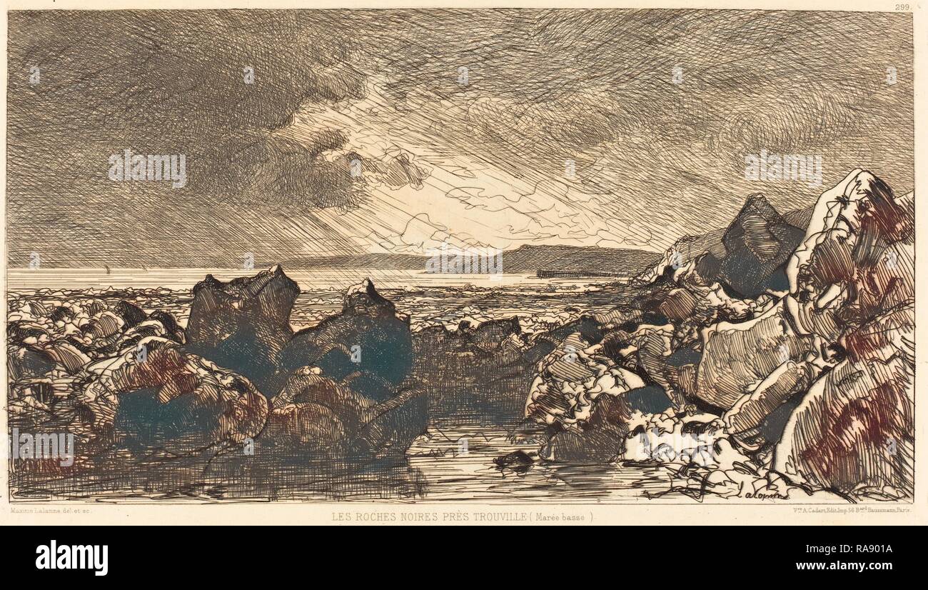 Maxime Lalanne (Français, 1827 - 1886), Les Roches noires prés Trouville (Marèe Basse), 1874, eau-forte sur papier vélin repensé Banque D'Images