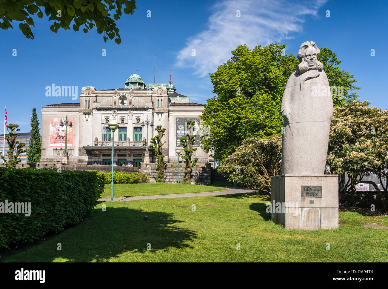 Le bâtiment du Théâtre National à Bergen, Norvège, Europe. Banque D'Images