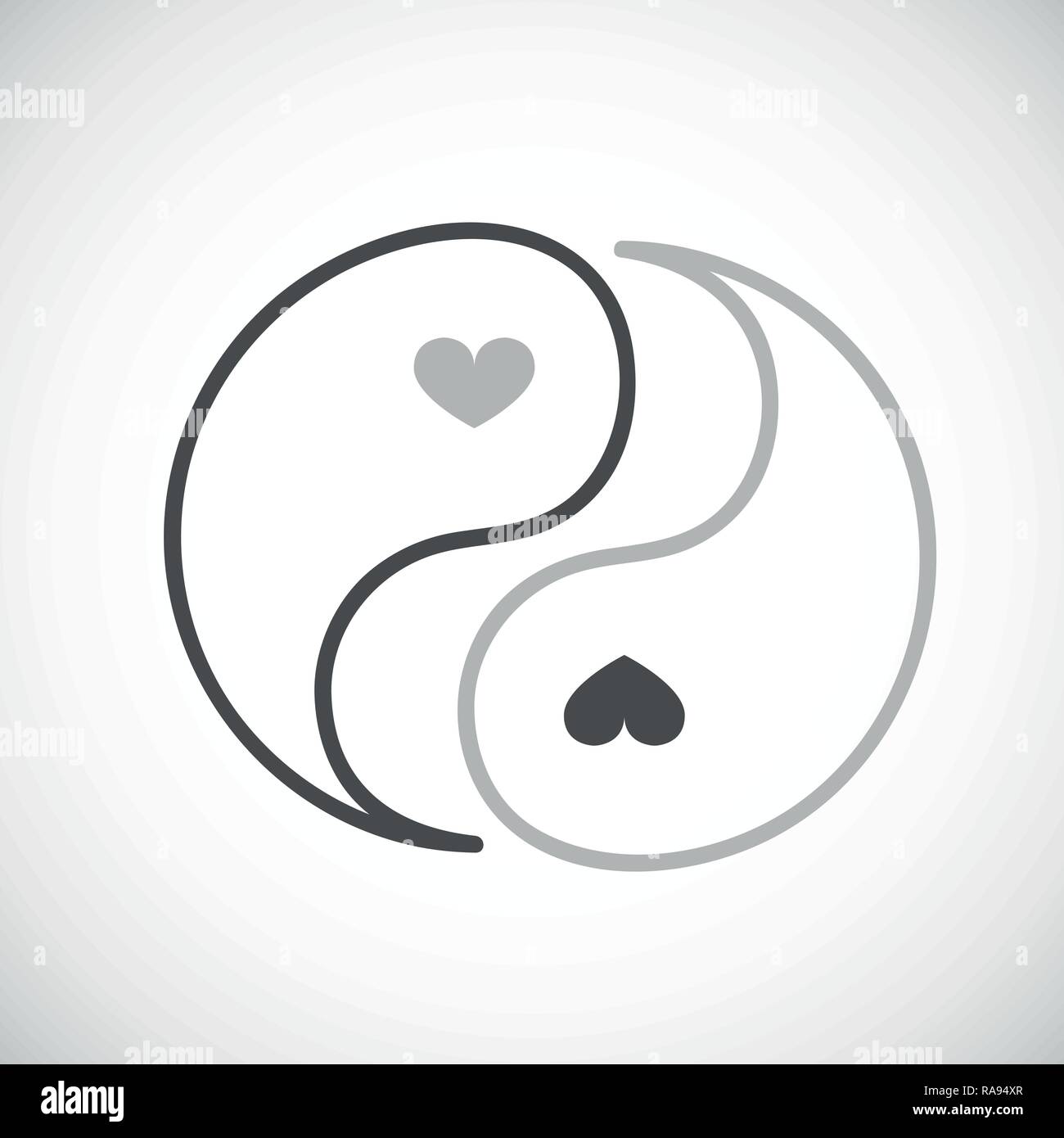 Yin et yang couple avec coeur illustration vecteur EPS10 Illustration de Vecteur