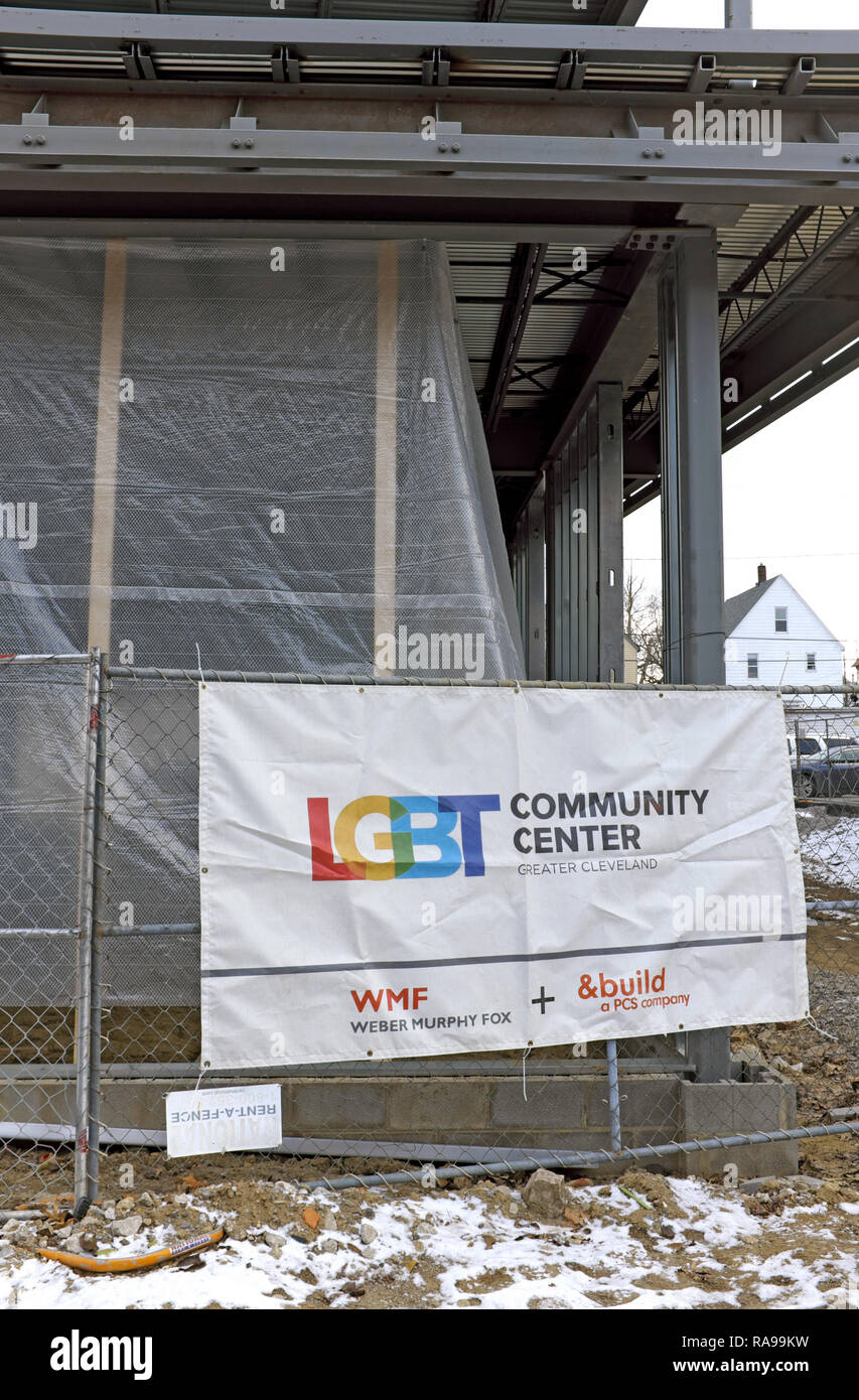 Le nouveau centre communautaire LGBT de Cleveland en construction sur la route de Detroit dans le Detroit-Shoreway/Gordon Square à Cleveland, Ohio. Banque D'Images