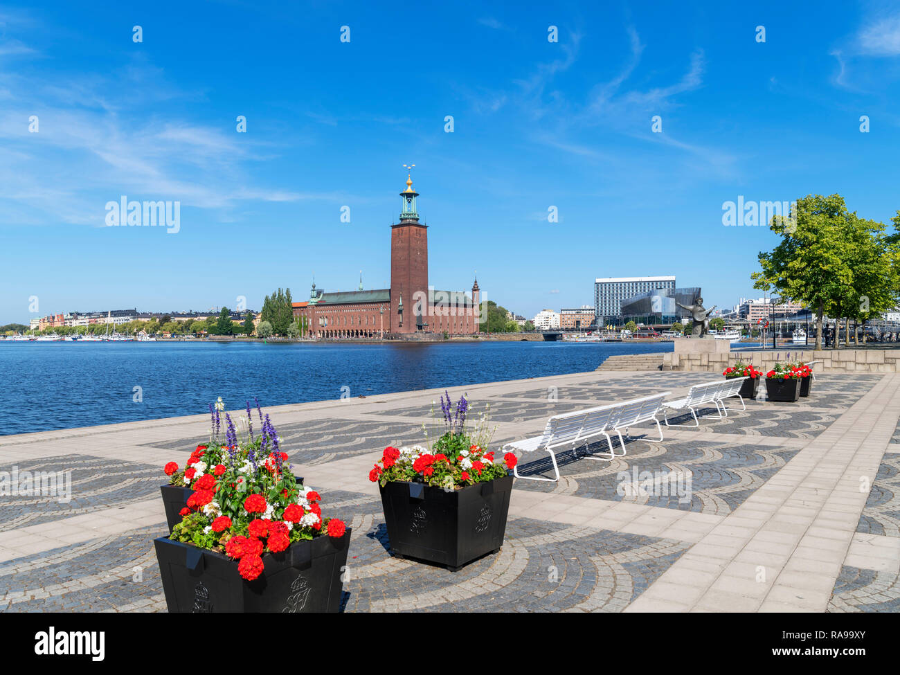 L'Hôtel de Ville de Stockholm (Stadshuset) sur Kungsholmen de Riddarholmen, Stockholm, Suède Banque D'Images