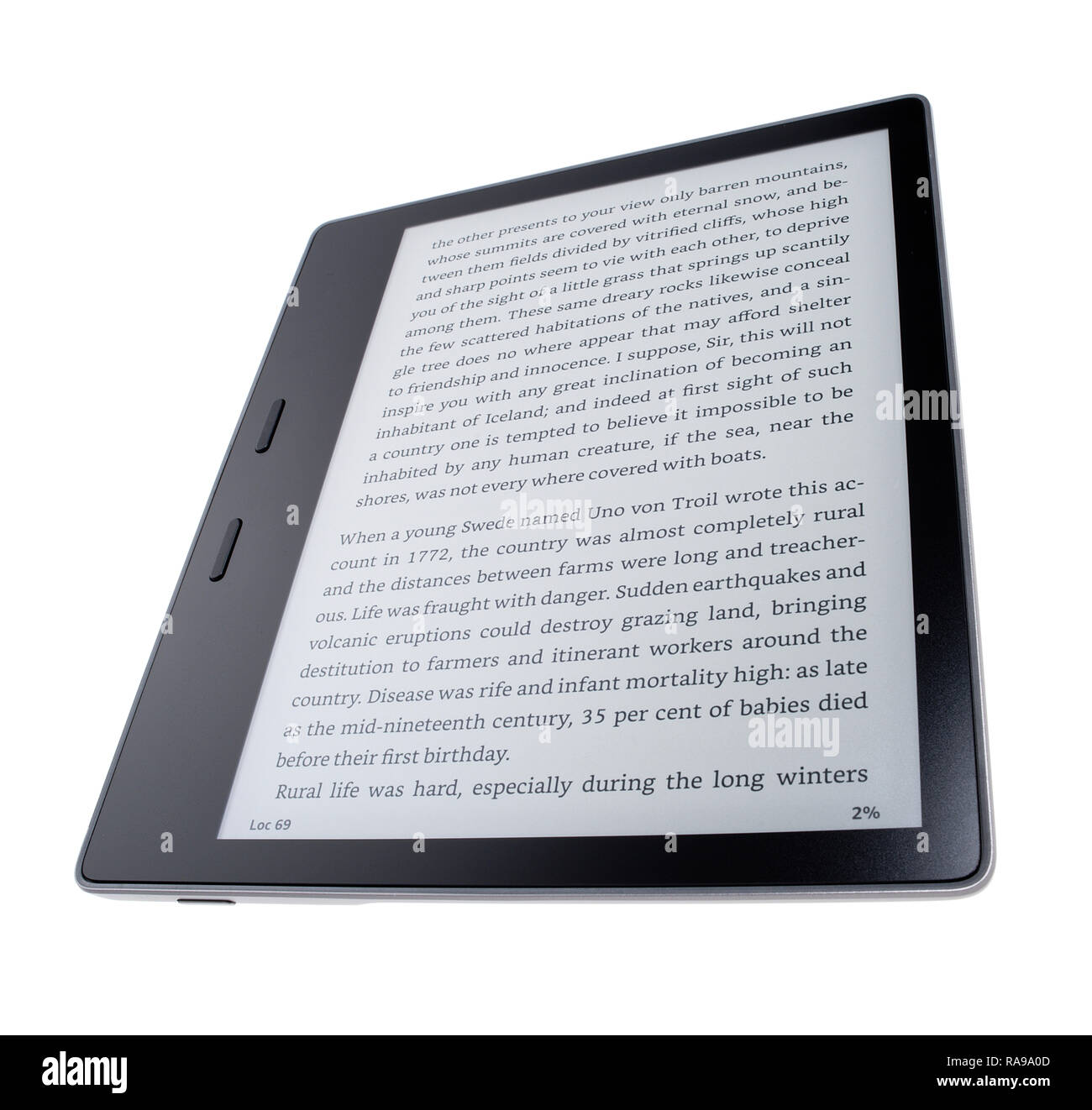 Affichage lecteur de livre électronique Kindle, Oasis. Banque D'Images