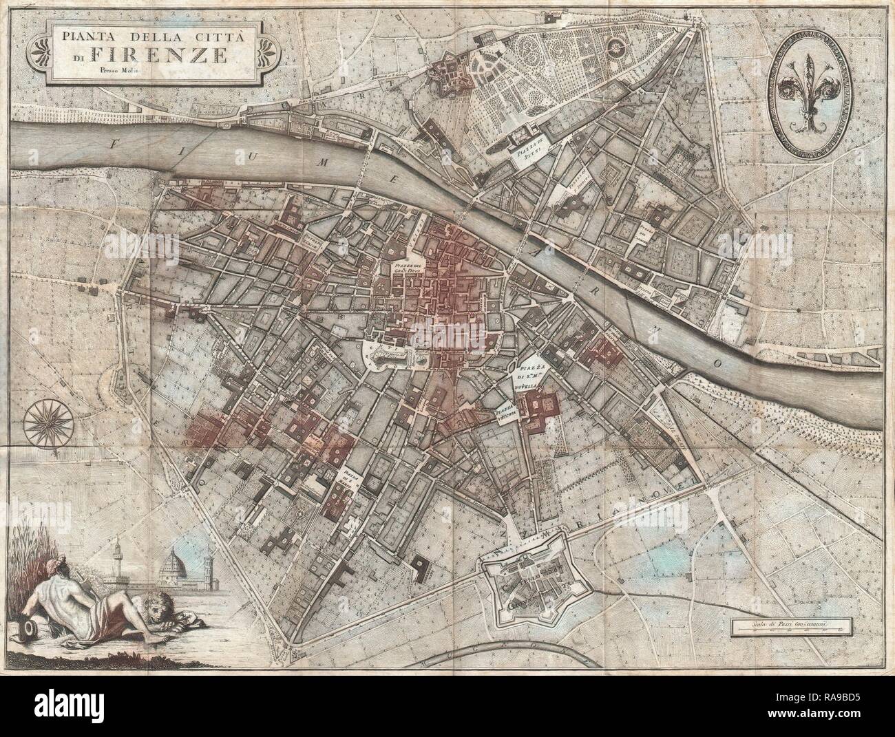 1847 Molini Pocket Carte De Florence Italie Frienze Geographicus Firenze Molini 1847 Photo Stock Alamy