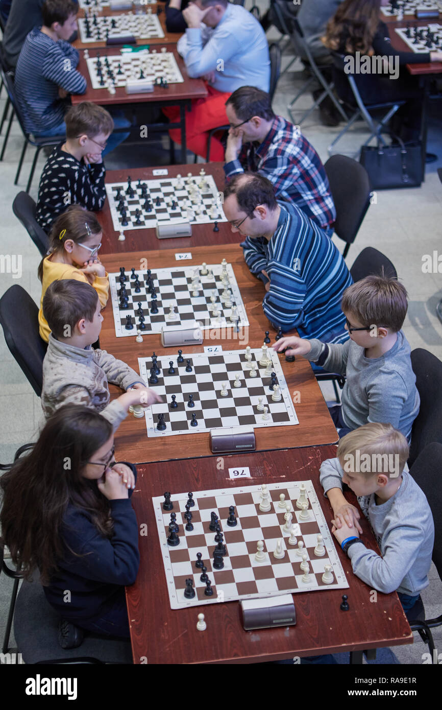 Saint-pétersbourg, Russie - 29 décembre 2018 : dans le hall d'exposition manège pendant et rapide aux Championnats du Blitz. Compet de masse Banque D'Images