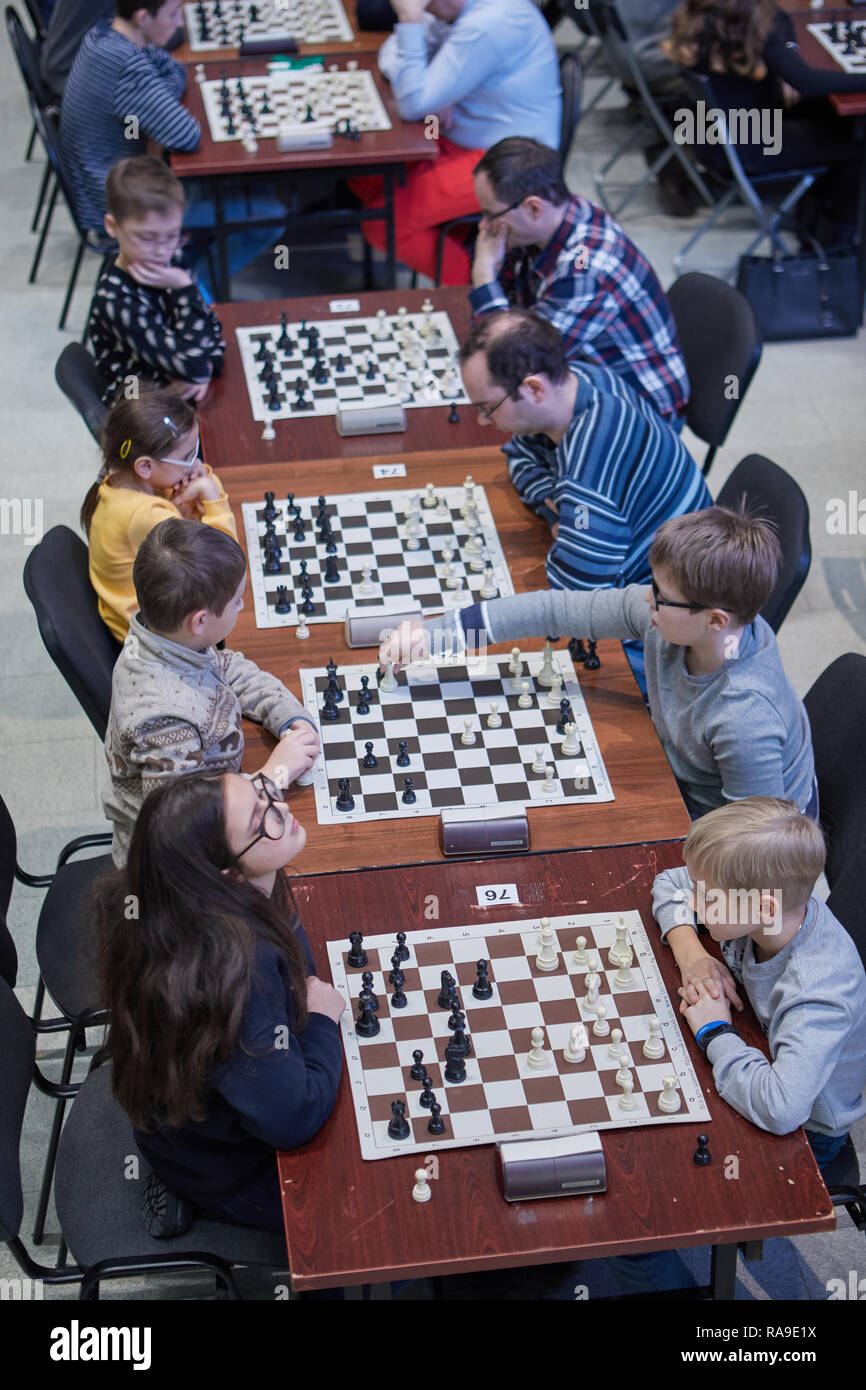 Saint-pétersbourg, Russie - 29 décembre 2018 : dans le hall d'exposition manège pendant et rapide aux Championnats du Blitz. Compet de masse Banque D'Images