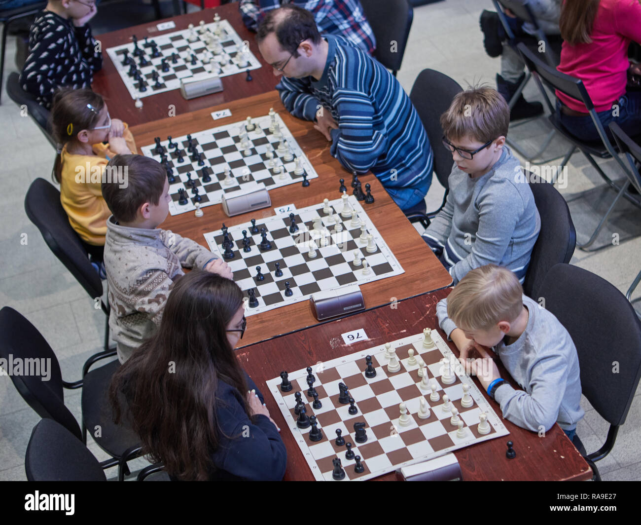 Saint-pétersbourg, Russie - 29 décembre 2018 : dans le hall d'exposition manège pendant et rapide aux Championnats du Blitz. Compet de masse Banque D'Images