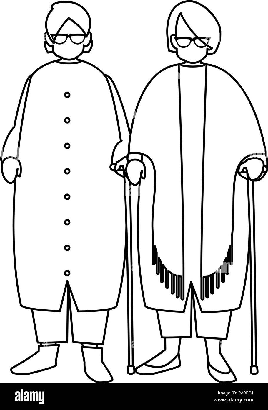 Deux grands-mères mignon vecteur illustration design personnages avatars Illustration de Vecteur