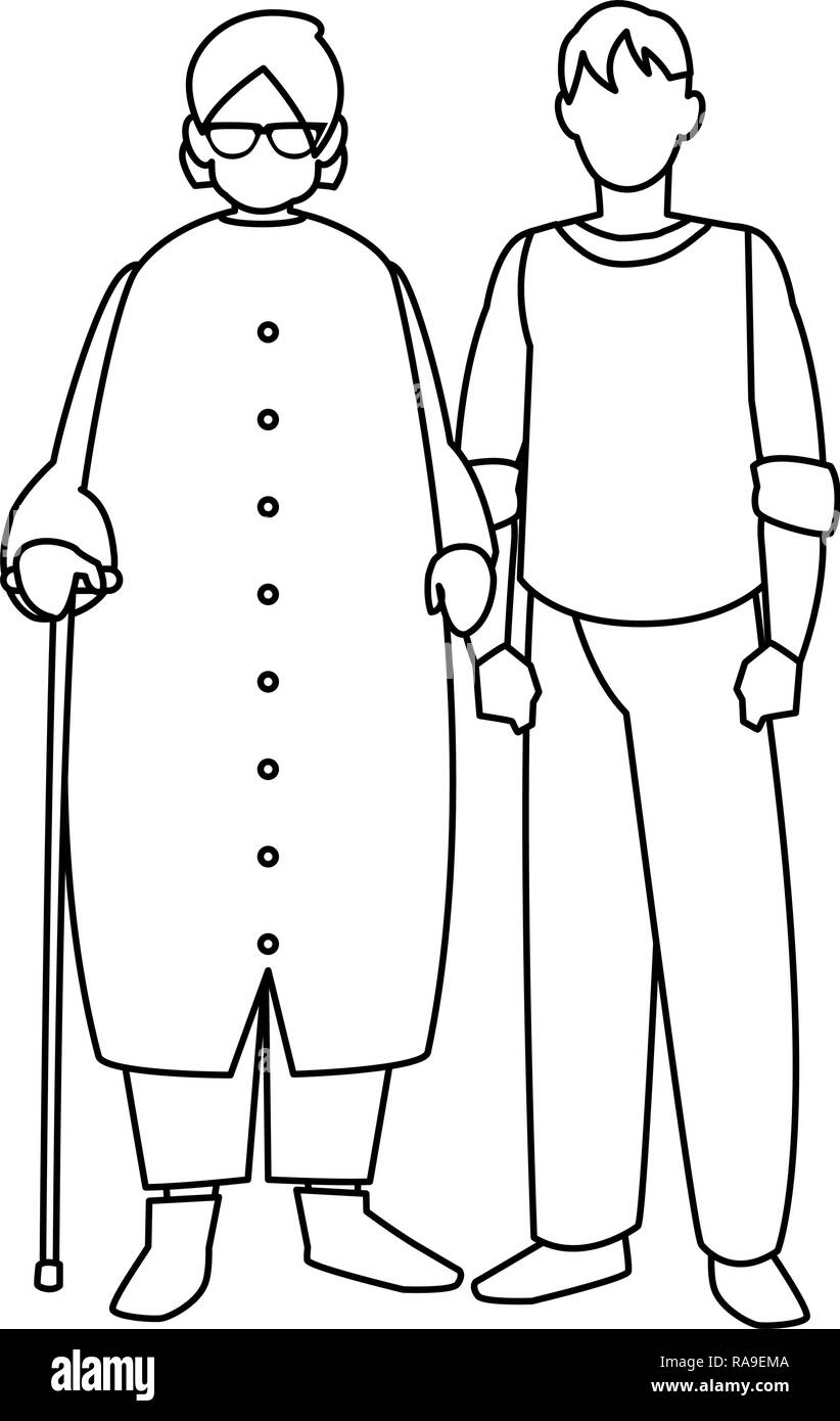 Grand-mère avec fils mignon vecteur illustration design personnages Illustration de Vecteur