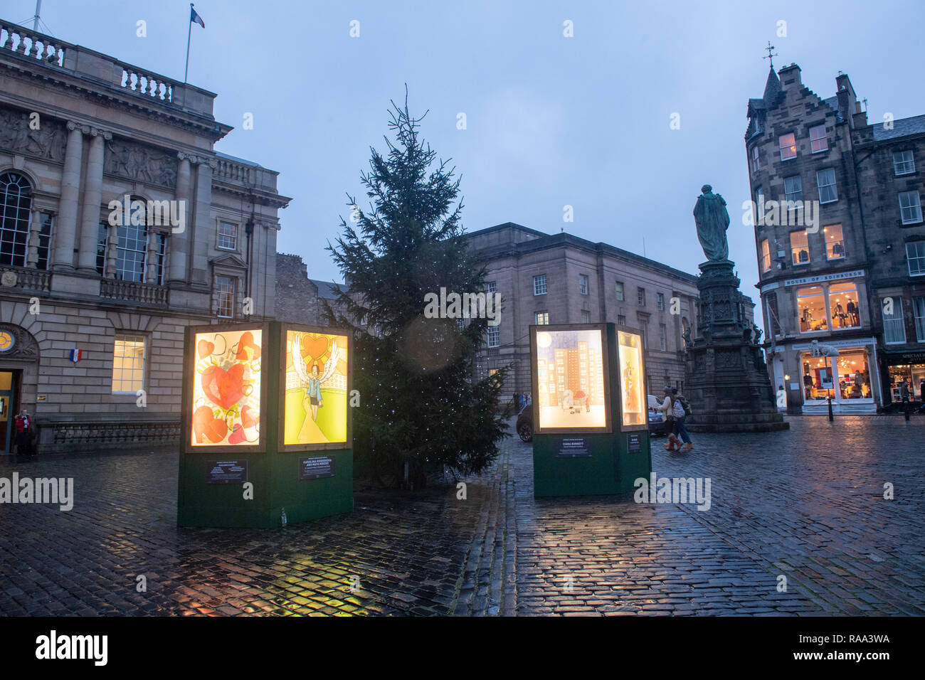 Fenêtres d'hiver, Noël d'Édimbourg Banque D'Images