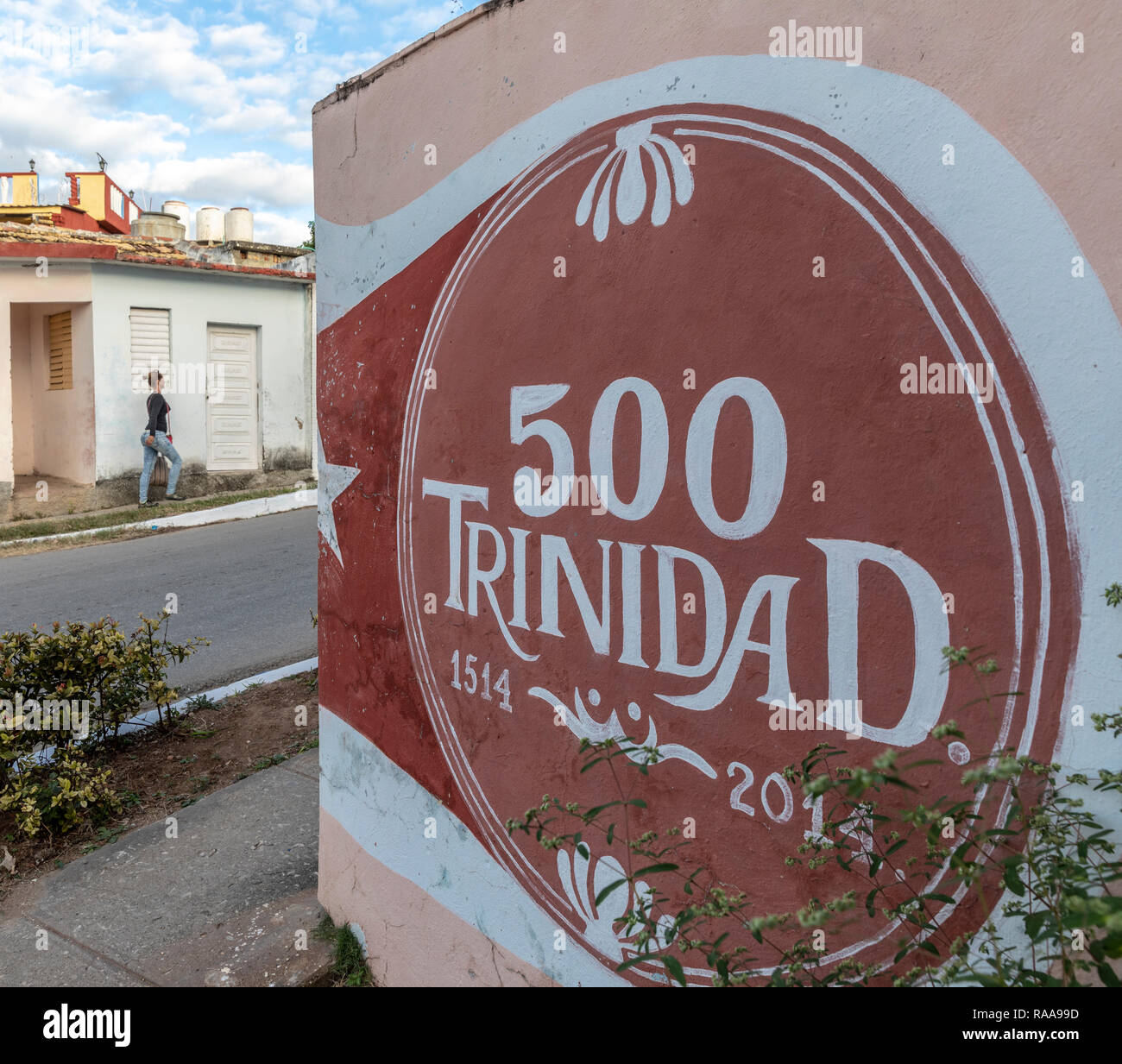 Cinq centième signe, Calle Chanzoneta, Trinidad, Cuba Banque D'Images