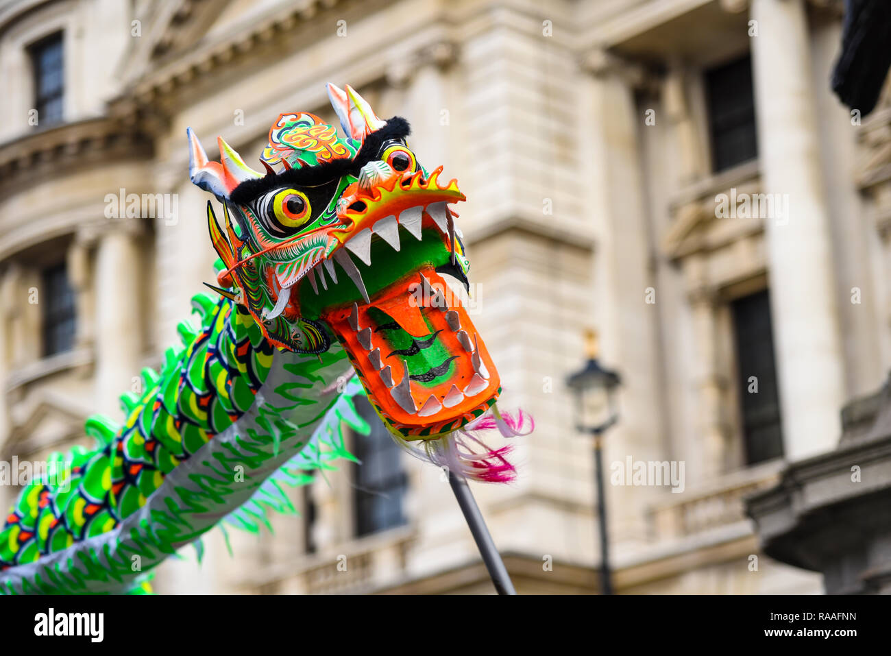 London Chinatown Chinois Association, Royaume-Uni, au London's New Year's Day Parade, au Royaume-Uni. Dragon Banque D'Images